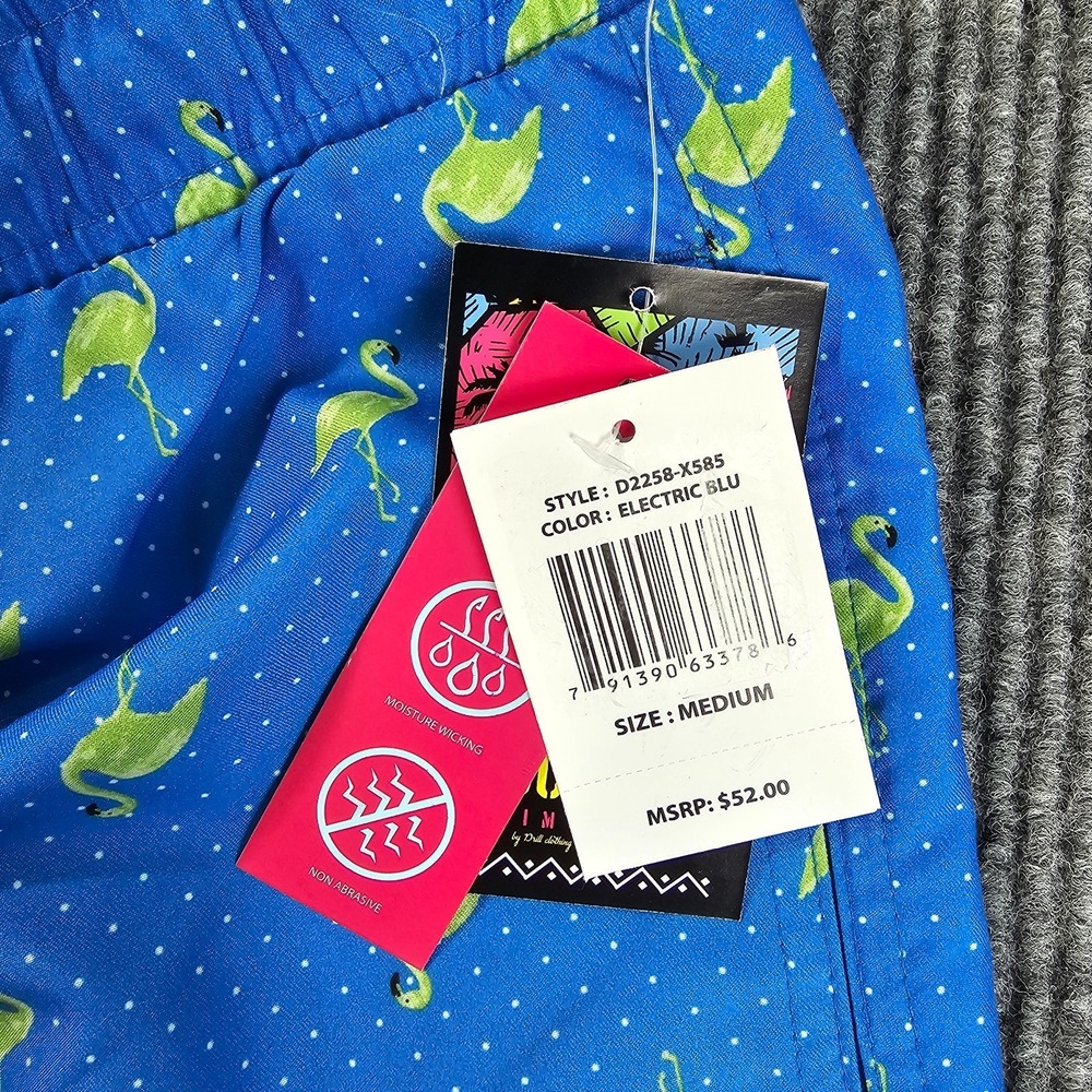 NEW Drill Clothing Co Surf Society Swim Trunks Shorts Blue Flamingo Men Size M - Picture 3 of 8